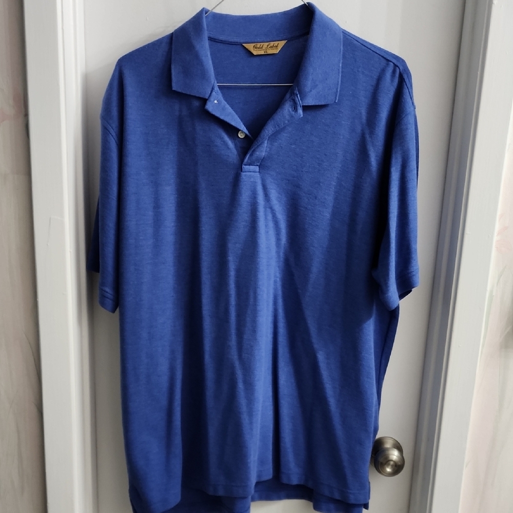 Roundtree & Yorke Blue Polo Shirt Short Sleeve Casual